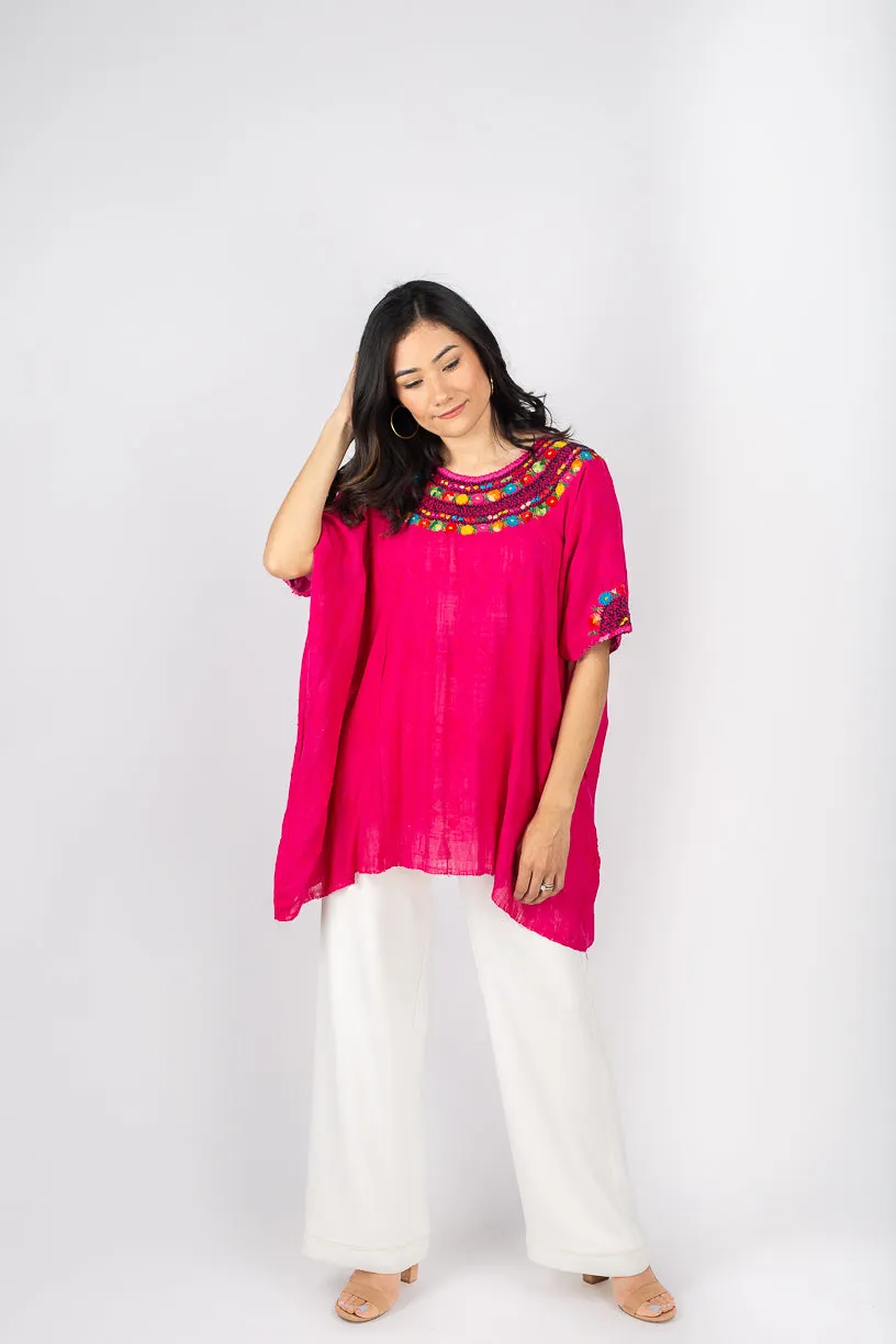 Fauna Huipil in Hot Pink