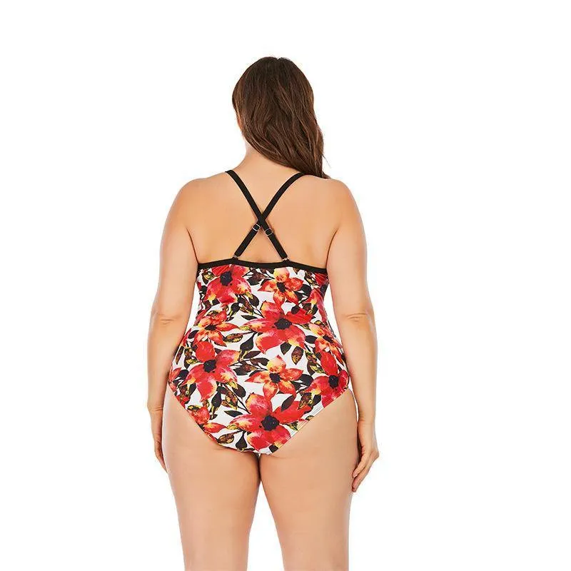 Floral Print Plus Sizes Conserved Swiming Suits