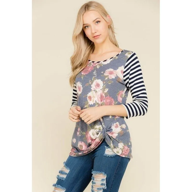 Floral Print Quarter Sleeve