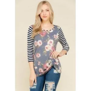 Floral Print Quarter Sleeve