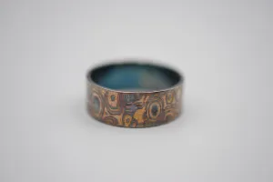 Four Tone Gold Patina Mokume Gane Mens Band