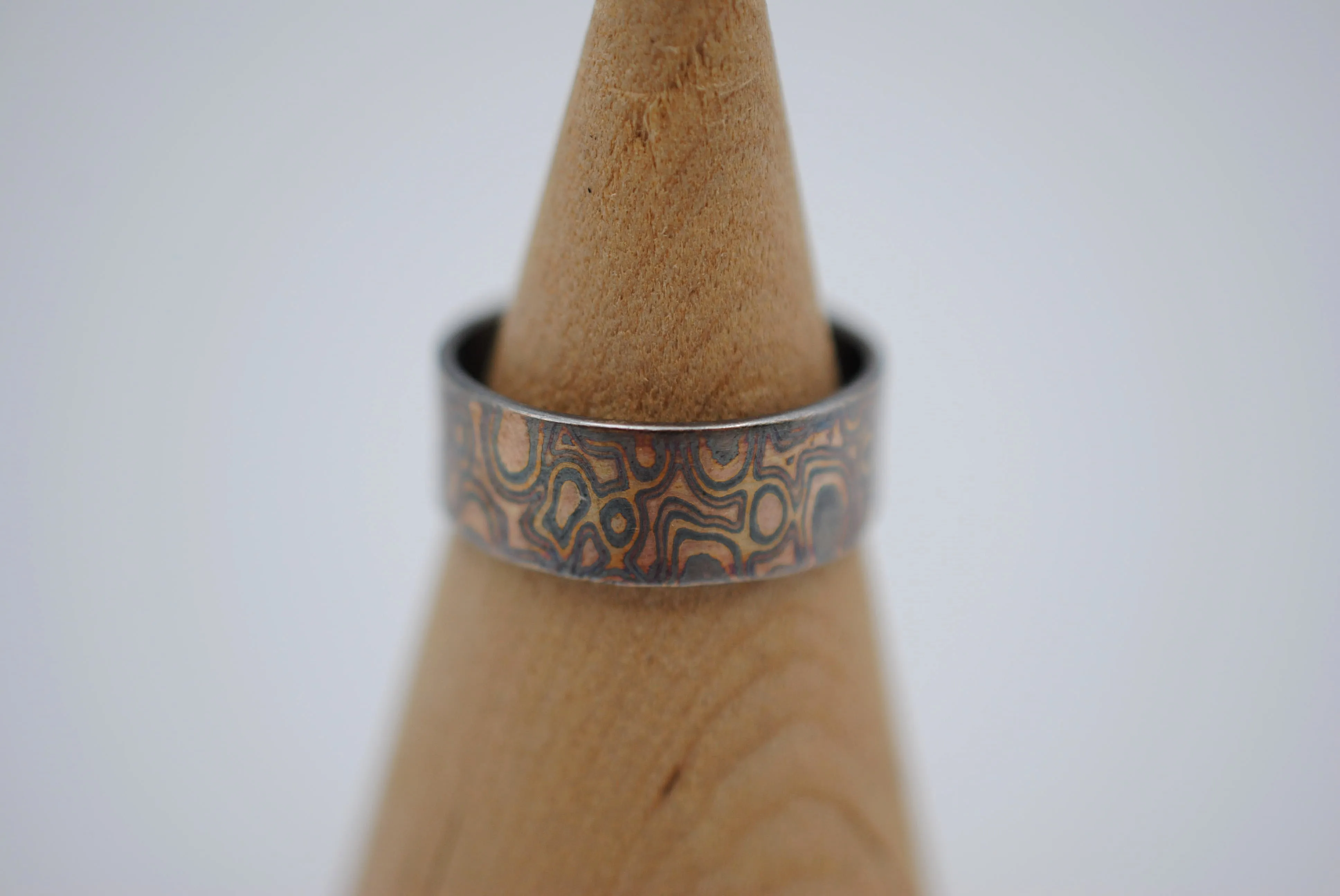 Four Tone Gold Patina Mokume Gane Mens Band
