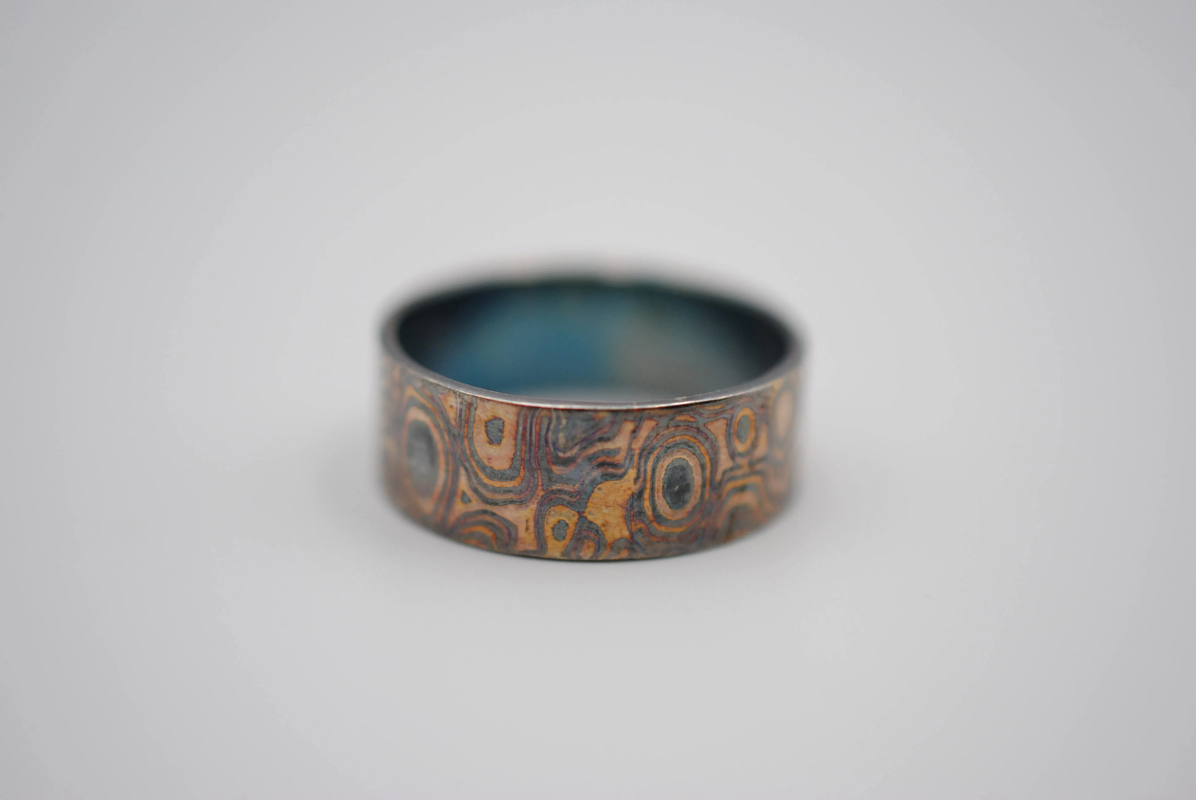 Four Tone Gold Patina Mokume Gane Mens Band