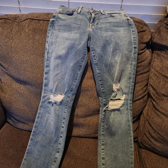 Frame Denim Le Skinny Distressed Ripped Jeans Size 25 Light Wash Laurel