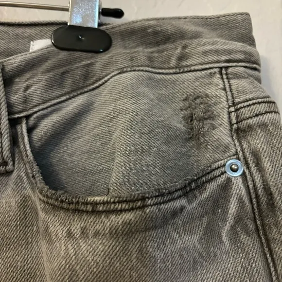 Frame Le Garçon Crop Monsoon Rips Gray Mid Rise Distressed Denim Jeans Size 30