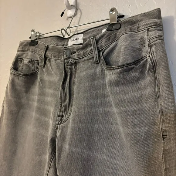 Frame Le Garçon Crop Monsoon Rips Gray Mid Rise Distressed Denim Jeans Size 30