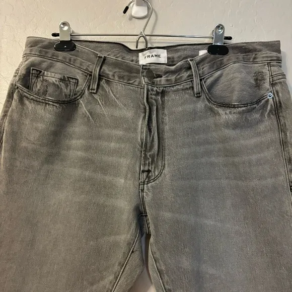Frame Le Garçon Crop Monsoon Rips Gray Mid Rise Distressed Denim Jeans Size 30