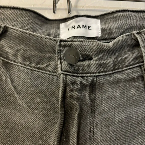 Frame Le Garçon Crop Monsoon Rips Gray Mid Rise Distressed Denim Jeans Size 30