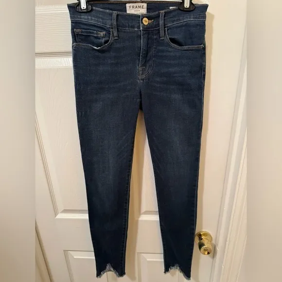 FRAME Le Skinny de Jeanne Skinny Jeans Distressed Cuffs Size 26