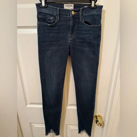 FRAME Le Skinny de Jeanne Skinny Jeans Distressed Cuffs Size 26