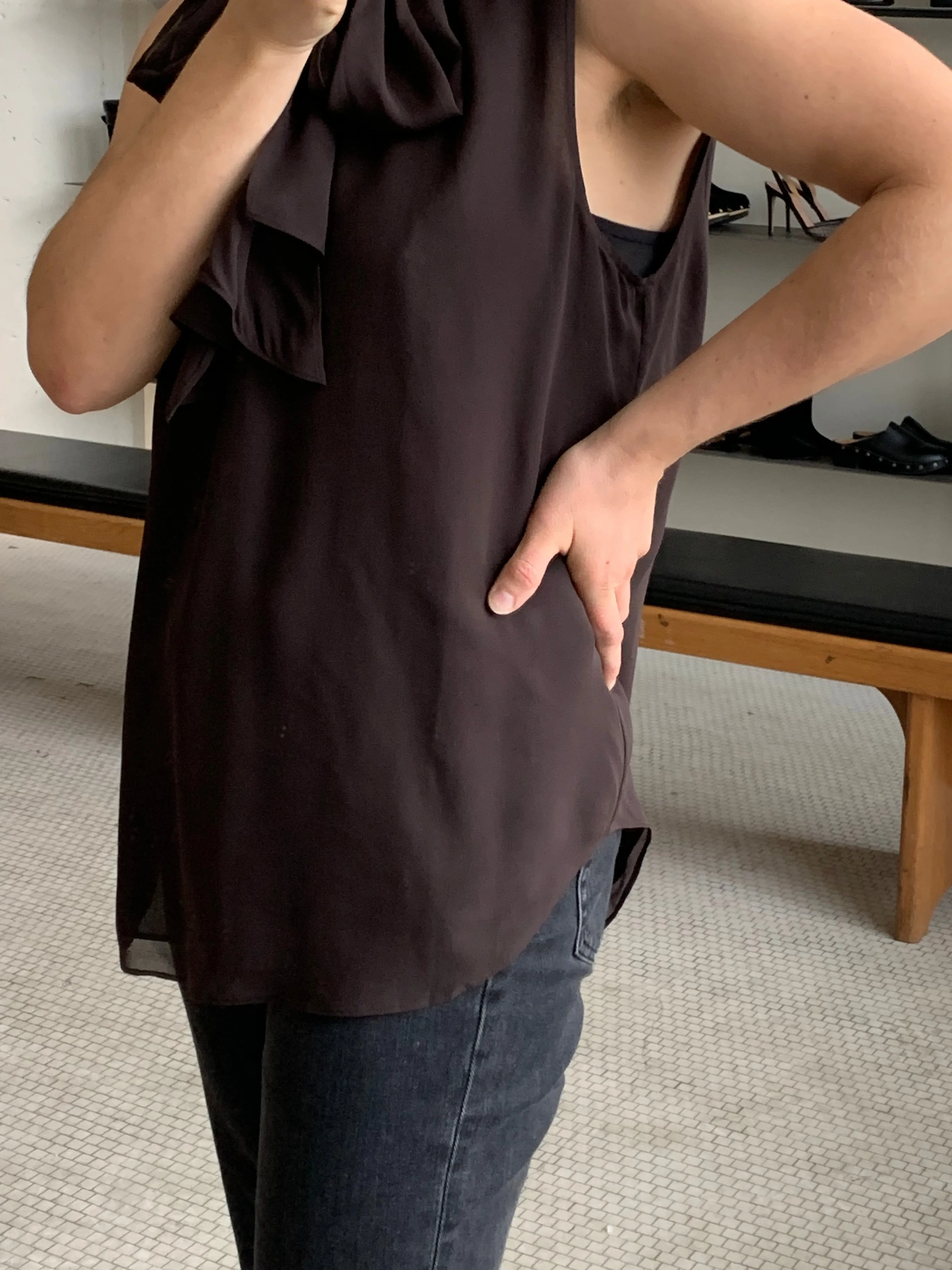 FRAME silk bow blouse