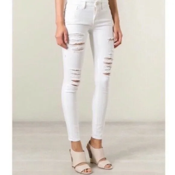 Frame Women Denim‎ Jeans Size 27 White Distressed L