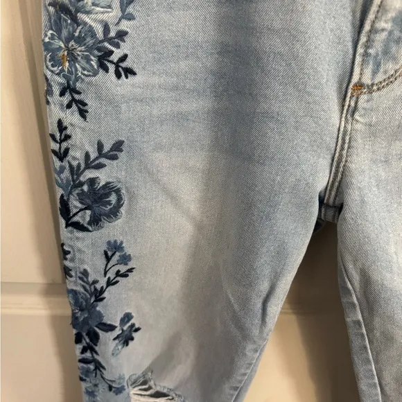 Free People Driftwood Gizelle Distressed Jeans Denim 27 Embroidered Boho $178