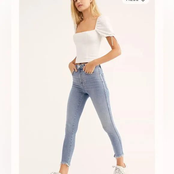 FREE PEOPLE RAW HIGH RISE SKINNY JEANS/ JEGGINGS IN SIERRA WASH SIZE 24 NEW!