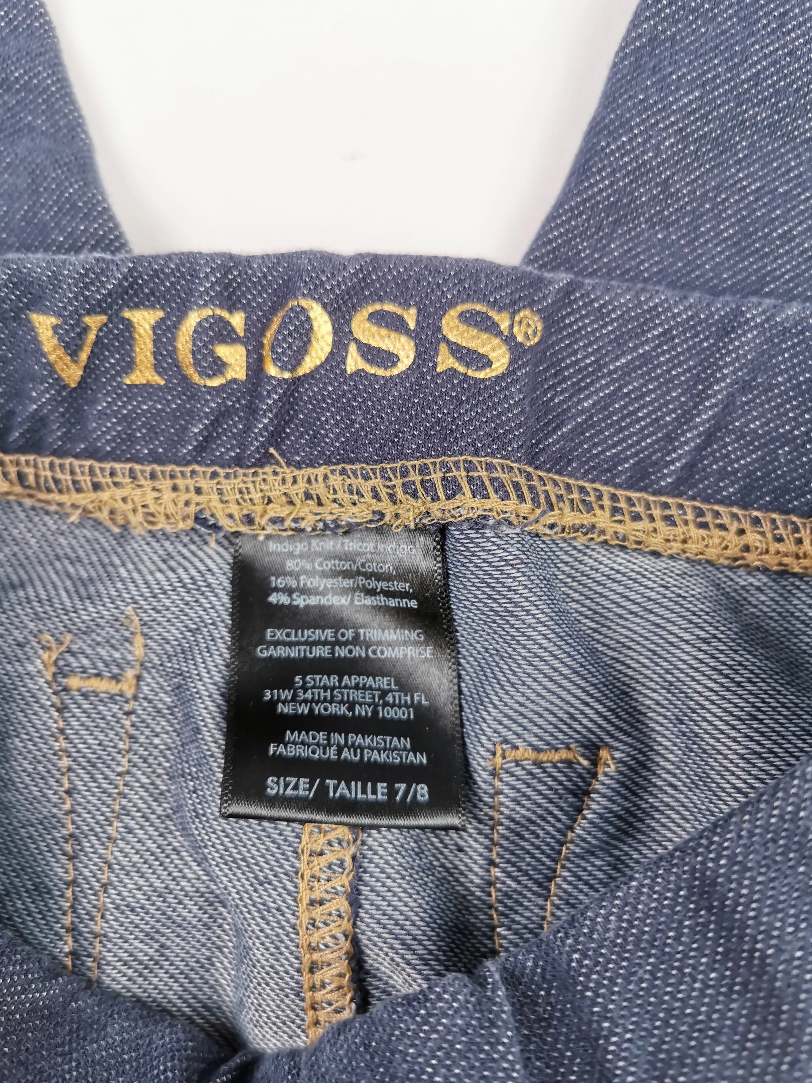 GIRL SIZE 7/8 YEARS - VIGOSS, Blue Jeggings NWOT B35