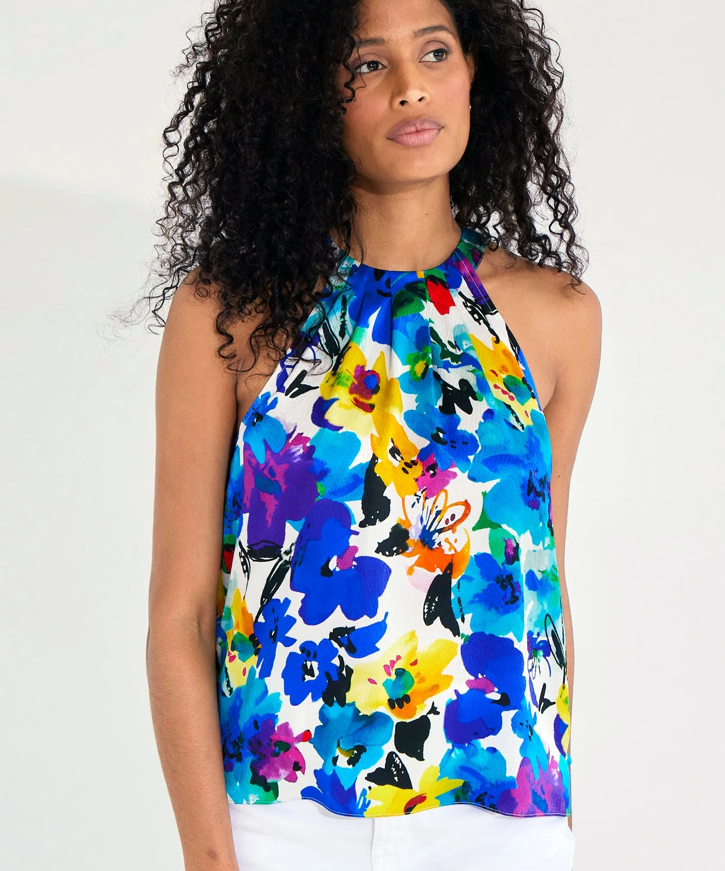 go draped over halter print