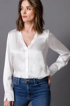Go Silk Go Back To Office Blouse in White