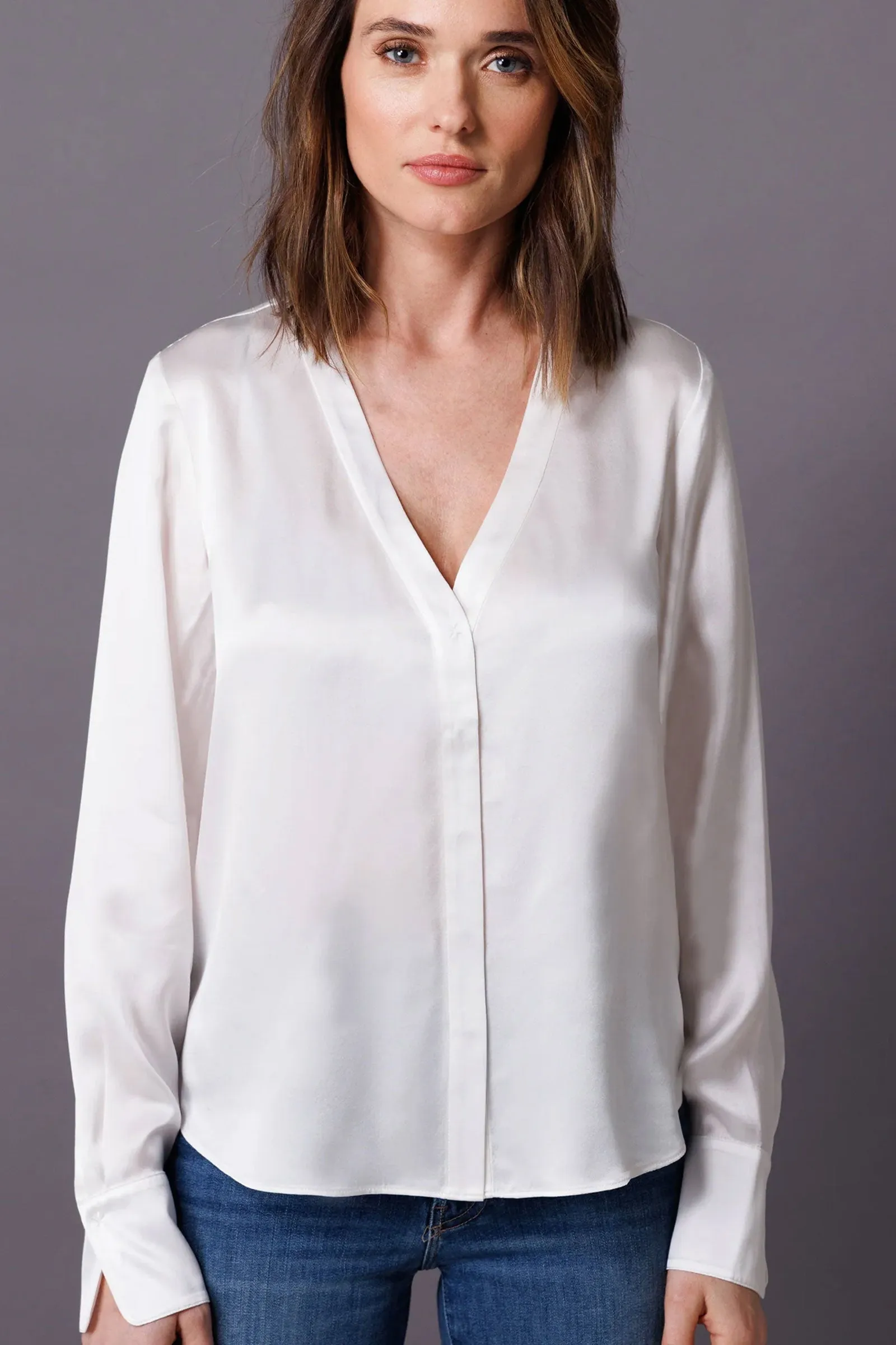 Go Silk Go Back To Office Blouse in White