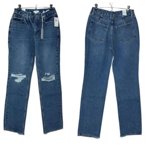 Good American Good 90's Slim Distressed High Rise Straight Leg Indigo061 6 NWT