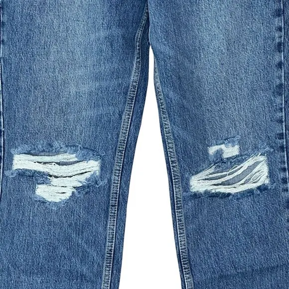 Good American Good 90's Slim Distressed High Rise Straight Leg Indigo061 6 NWT