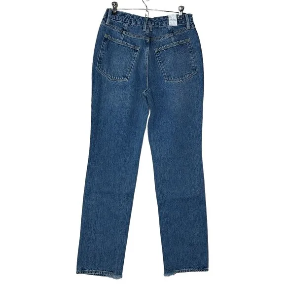 Good American Good 90's Slim Distressed High Rise Straight Leg Indigo061 6 NWT