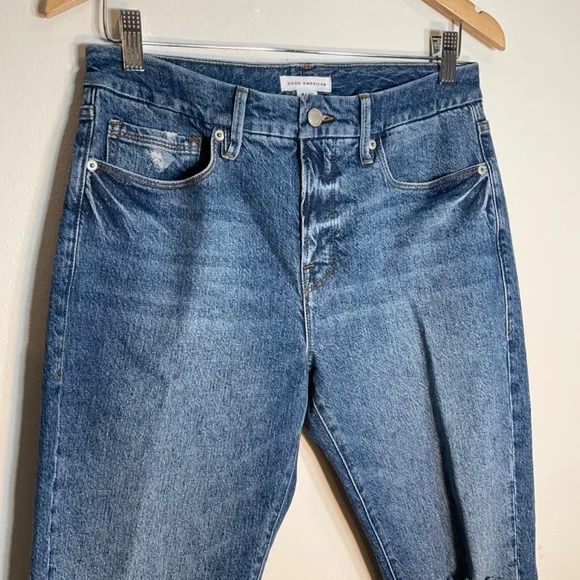 Good American Medium Wash Distressed Jeans 4/27