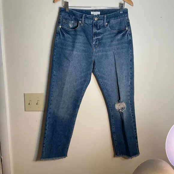 Good American Medium Wash Distressed Jeans 4/27