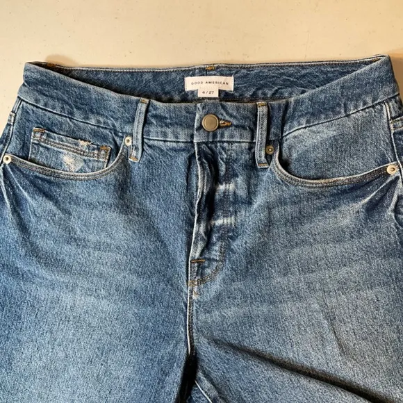 Good American Medium Wash Distressed Jeans 4/27