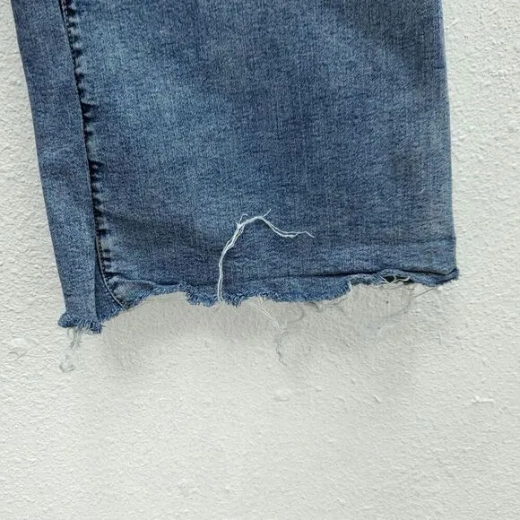 GOOD AMERICAN Good Legs High Rise Flare Raw Hem Distressed Button Fly Jeans