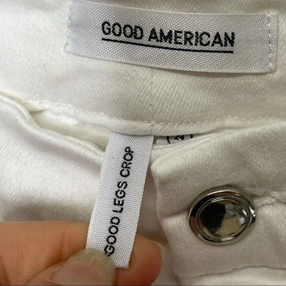 Good American Good Leg Crop Skinny Jeans 24 Plus White