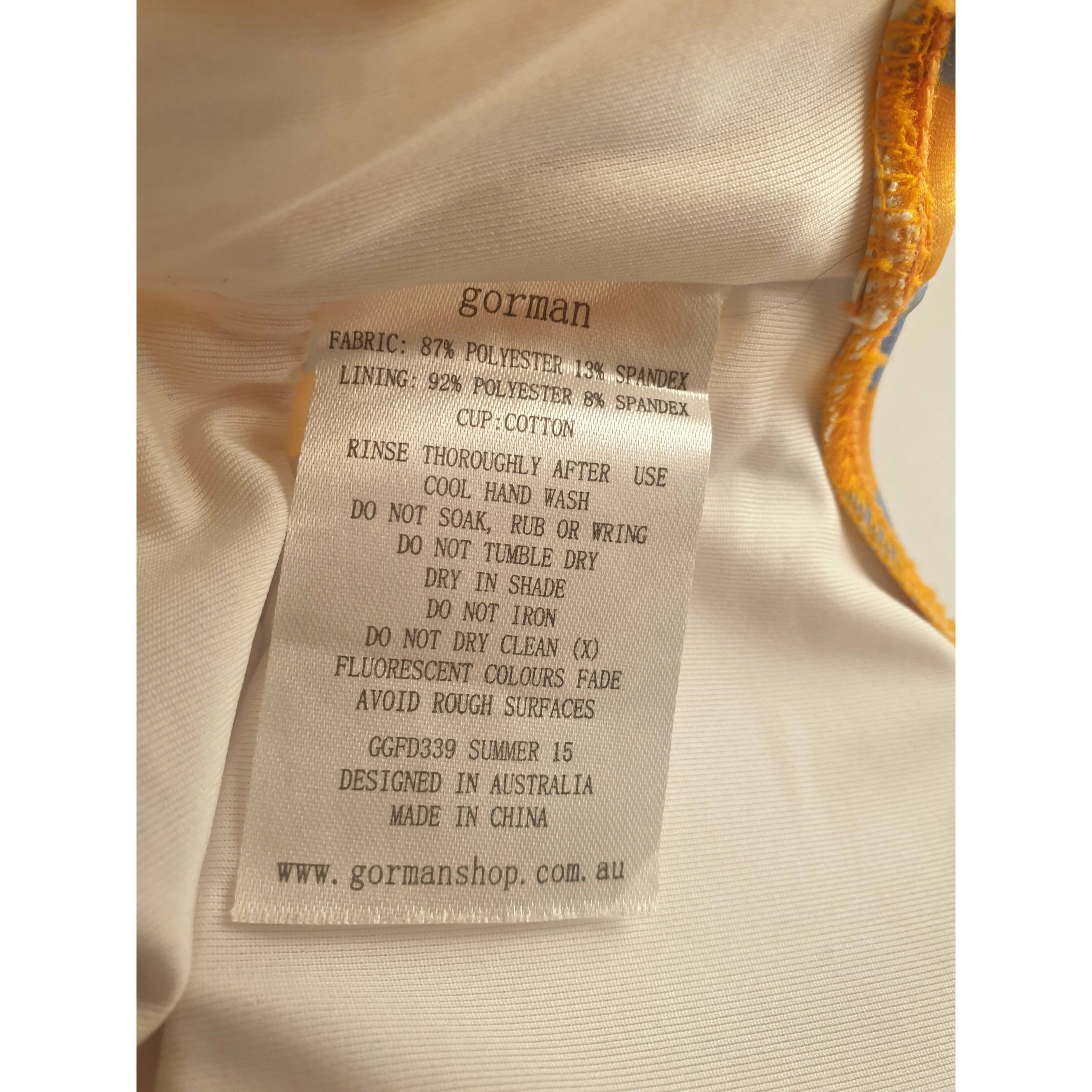 Gorman orange print one-piece bathers / swimmers size 6