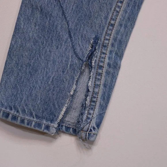 GRLFRND Karolina Distressed Jeans Button Fly High Rise &amp; Split Hems