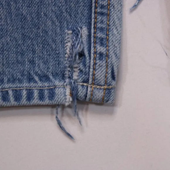GRLFRND Karolina Distressed Jeans Button Fly High Rise &amp; Split Hems