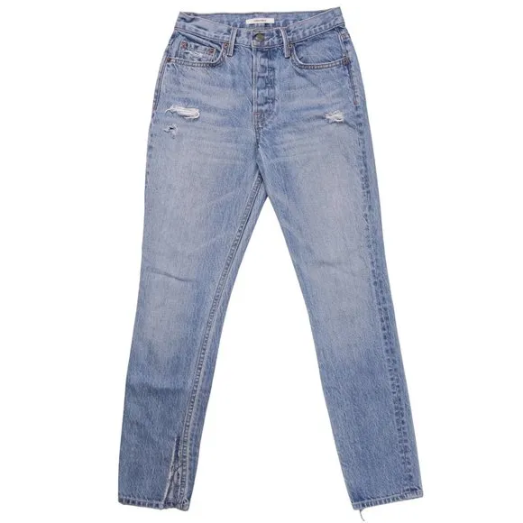 GRLFRND Karolina Distressed Jeans Button Fly High Rise &amp; Split Hems
