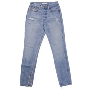 GRLFRND Karolina Distressed Jeans Button Fly High Rise &amp; Split Hems