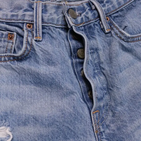 GRLFRND Karolina Distressed Jeans Button Fly High Rise &amp; Split Hems
