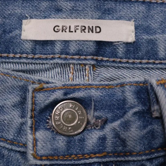 GRLFRND Karolina Distressed Jeans Button Fly High Rise &amp; Split Hems
