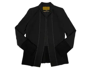 Hanley Mellon Women's Crepe Car Coat with Rib Trim 6 Black