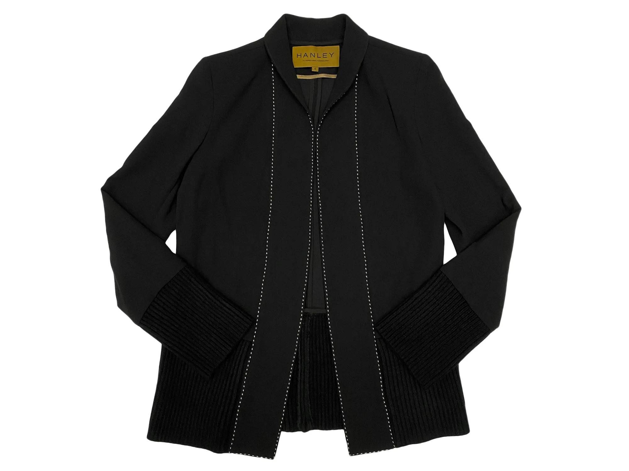 Hanley Mellon Women's Crepe Car Coat with Rib Trim 6 Black