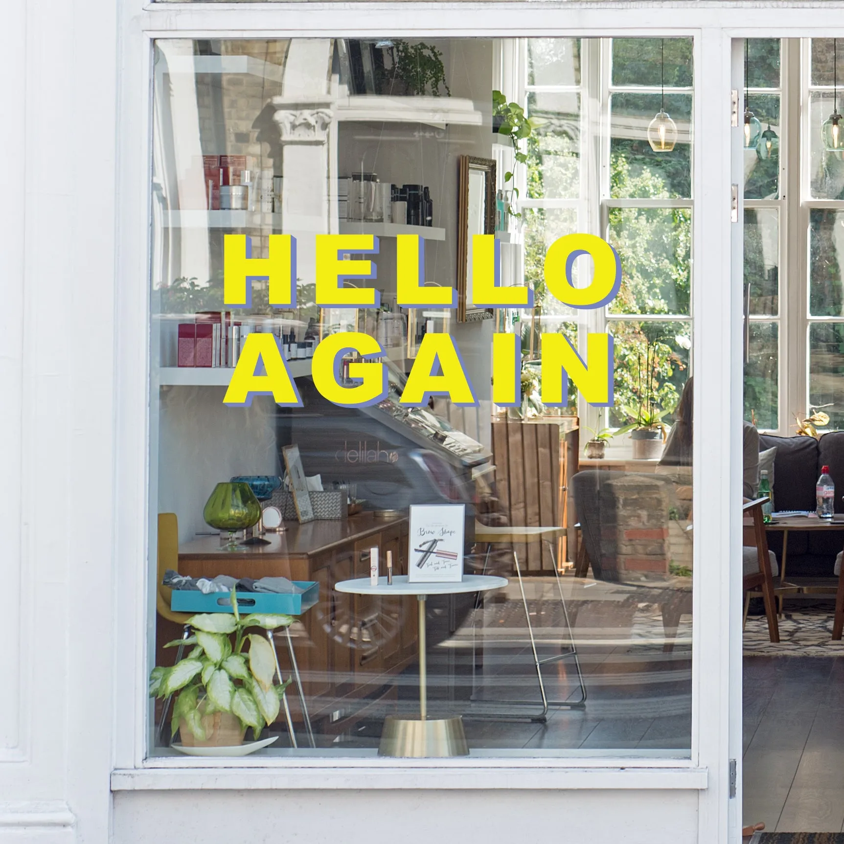 Hello Again Retail Graphic Shop Window Vinyl
