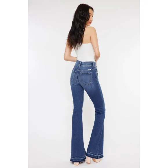 High Rise Cross Over Flare Jeans