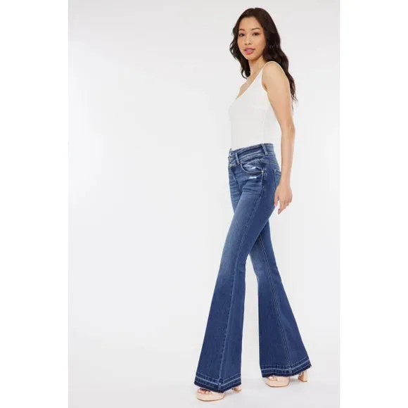 High Rise Cross Over Flare Jeans