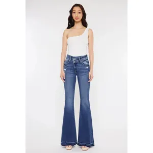 High Rise Cross Over Flare Jeans