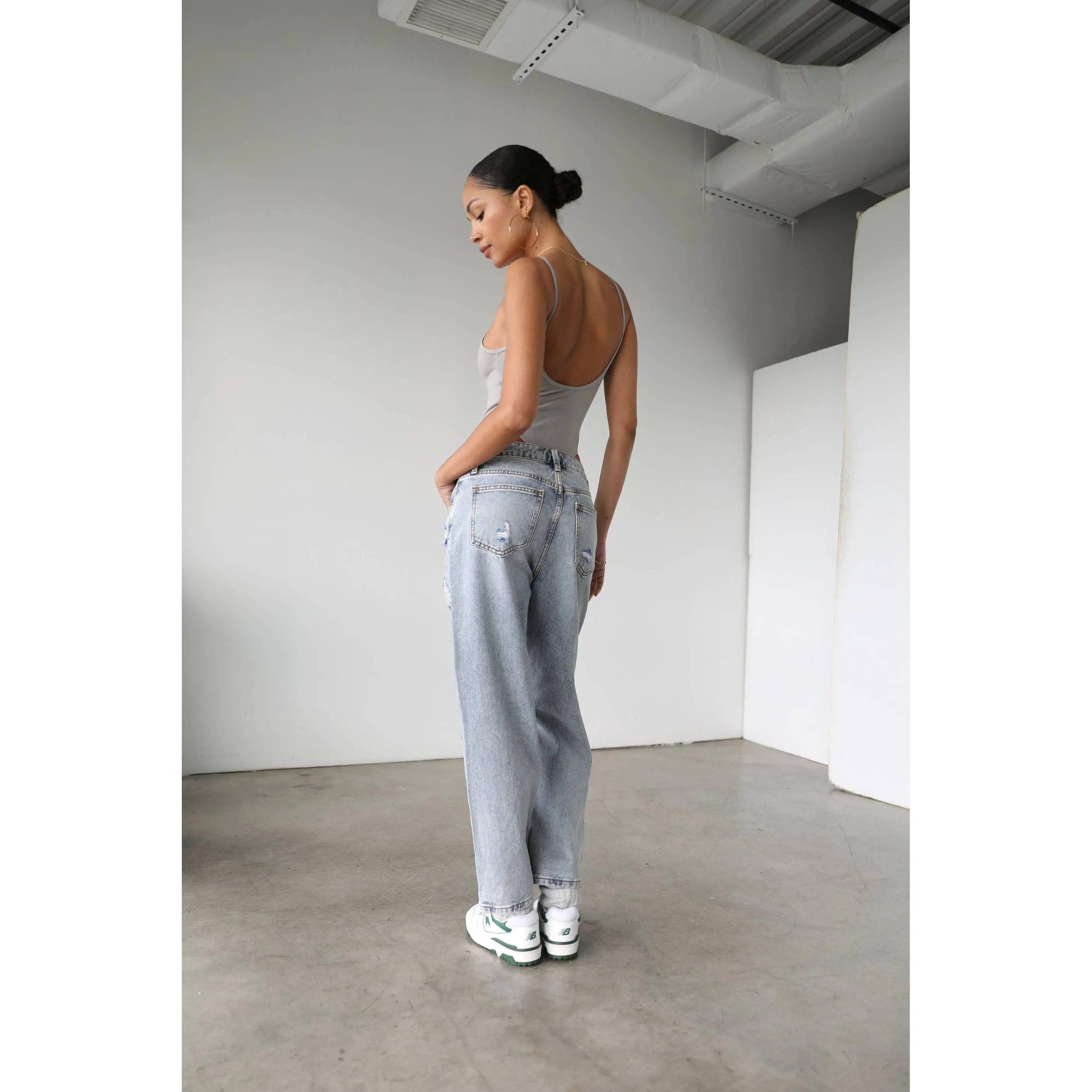 High Rise Straight Crop Denim Jeans - 7145