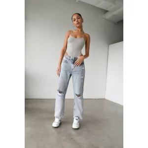 High Rise Straight Crop Denim Jeans - 7145