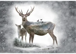 Hoffman Fabrics Call of the Wild Deer Pair Cotton Panel S4723-112-Dawn