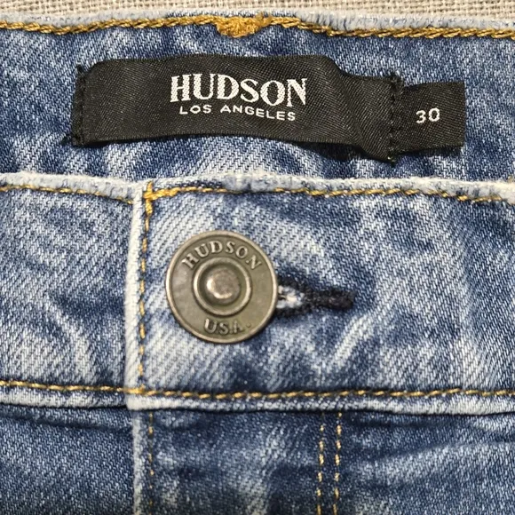HUDSON Holly Straight Leg High Waist Cropped Side Slit Ankle Denim Jeans Size 30