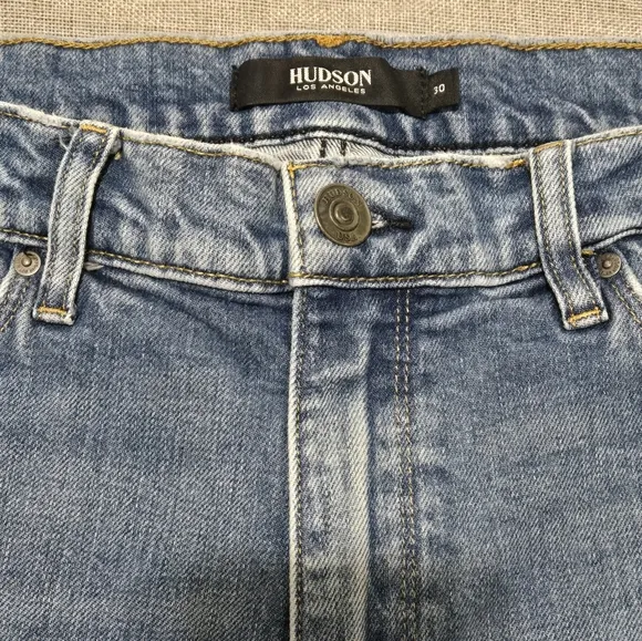 HUDSON Holly Straight Leg High Waist Cropped Side Slit Ankle Denim Jeans Size 30