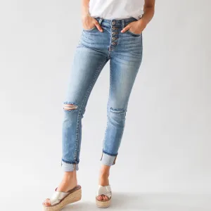 I’ll Be Strong Kancan High Rise Distressed Skinny