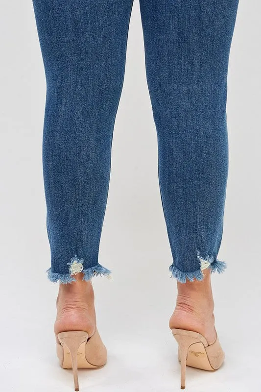 Insane Gene PLUS SIZE HIGH RISE DISTRESSED ANKLE SKINNY Jeans